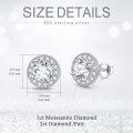 wholesale White Gold Plated 925 Sterling Silver Halo Round Cut Moissanite Stud Earrings (6x5 mm)-0-2