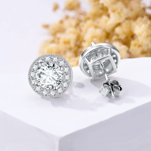 Sterling Silver 2CT Moissanite Stud Earrings -3