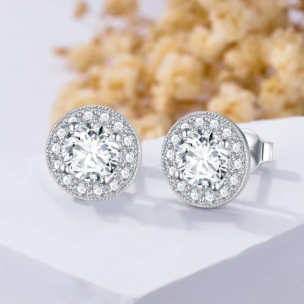 Sterling Silver 2CT Moissanite Stud Earrings -4