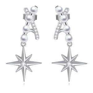 Sterling Silver Starburst Stud North Star Earrings-0