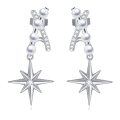wholesale 925 Sterling Silver Starburst North Star Pearl Dangle Earrings for Women-0-0