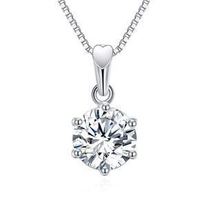 Sterling Silver 2CT Moissanite Pendant Necklace-0