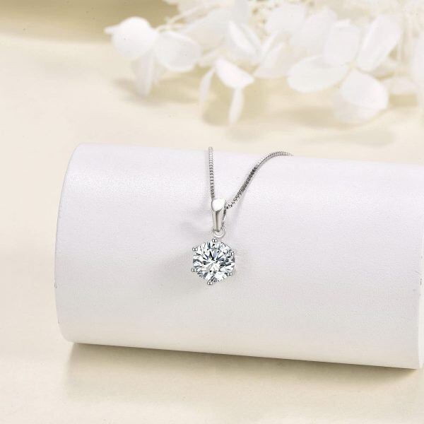 Sterling Silver 2CT Moissanite Pendant Necklace-1