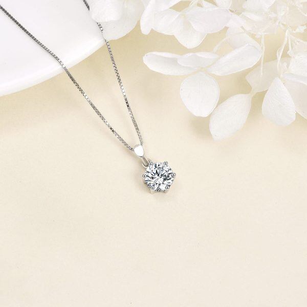 Sterling Silver 2CT Moissanite Pendant Necklace-4