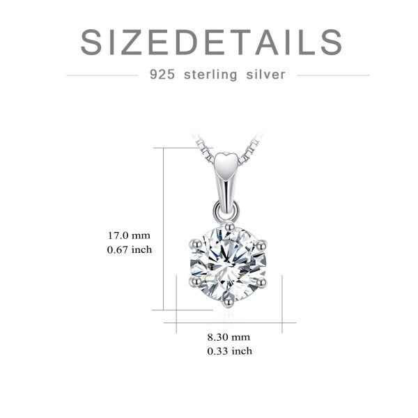 Sterling Silver 2CT Moissanite Pendant Necklace-5