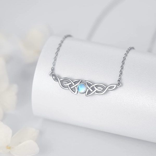 925 Sterling Silver Moonstone Celtic Knot Necklace-2