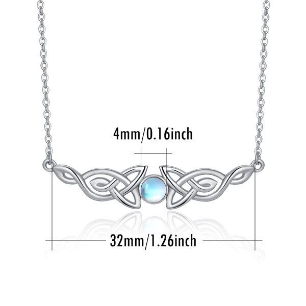 925 Sterling Silver Moonstone Celtic Knot Necklace-4