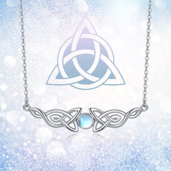 925 Sterling Silver Moonstone Celtic Knot Necklace-5