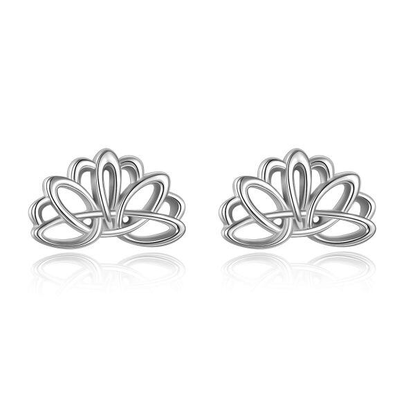 Sterling Silver Lotus Stud Earrings -0