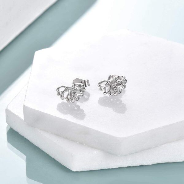 Sterling Silver Lotus Stud Earrings -1