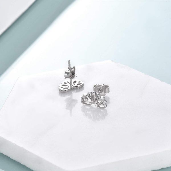 Sterling Silver Lotus Stud Earrings -2