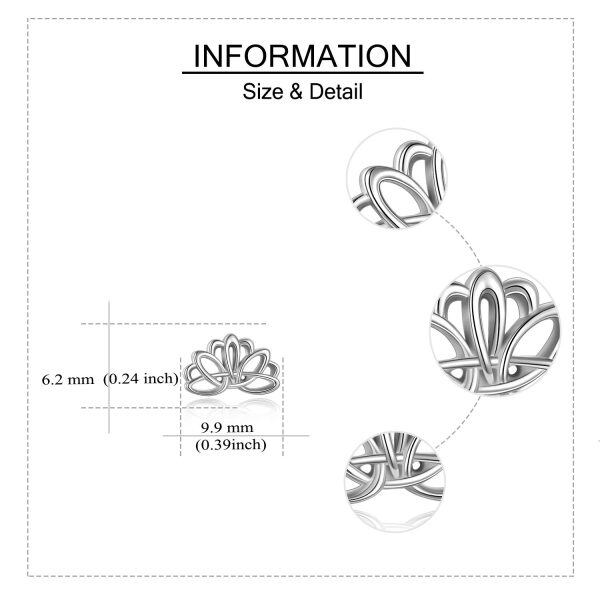 Sterling Silver Lotus Stud Earrings -3