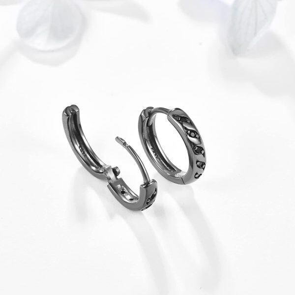 925 Sterling Silver Celtic Knot Small Huggies Hoop Earrings-1