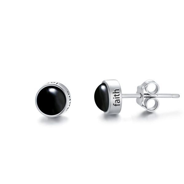 Sterling Silver Round Stud Earrings -0