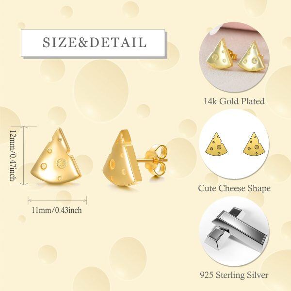 Sterling Silver Cheese Studs Earrings-1