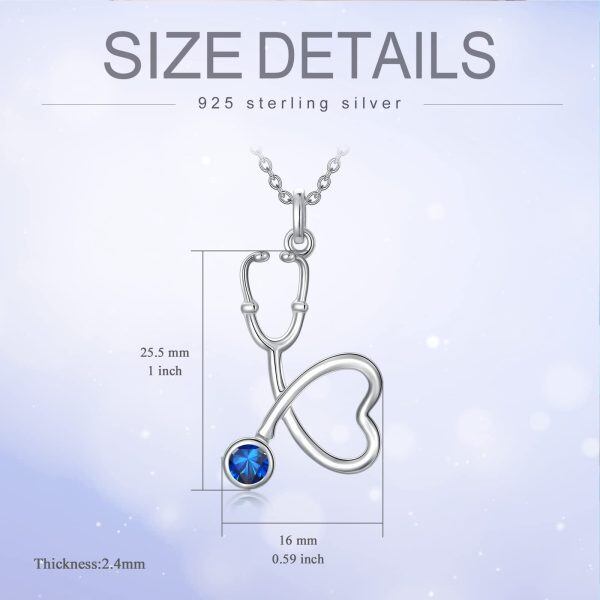 Sterling Silver Heart Stethoscope Nurse Necklace-5