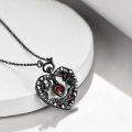 wholesale 925 Sterling Silver Gothic Red Crystal Heart Skull Lock Key Pendant Necklace for Women Girls-0-1
