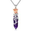 wholesale 925 Sterling Silver Purple Crystal Rose Flower Pendant Necklace for Women-0-0