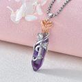 wholesale 925 Sterling Silver Purple Crystal Rose Flower Pendant Necklace for Women-0-3