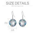 wholesale 925 Sterling Silver Blue Crystal Tree of Life Initial U Dangle Earrings Gift for Women-0-2