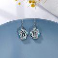 wholesale 925 Sterling Silver Blue Crystal Tree of Life Initial U Dangle Earrings Gift for Women-0-3