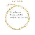 wholesale 925 Sterling Silver 925 Gold Plated 5mm Link Chain Bracelet for Women-0-2