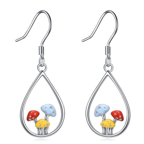 Sterling Silver Mushroom Drop Earrings-0