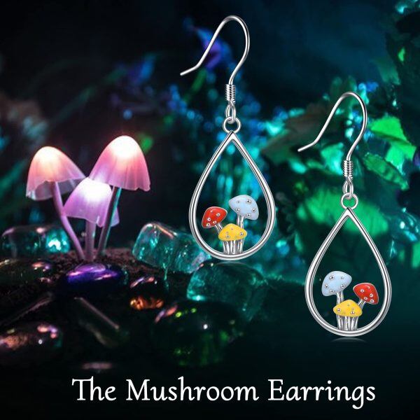 Sterling Silver Mushroom Drop Earrings-5