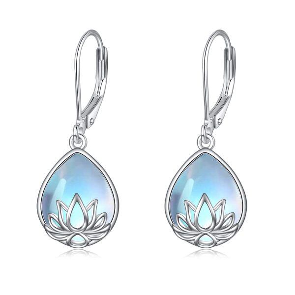 Sterling Silver Lotus Dangle Earring-0