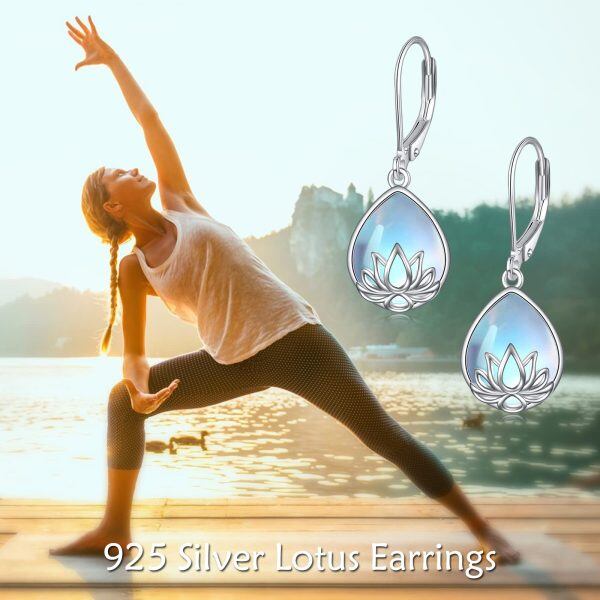 Sterling Silver Lotus Dangle Earring-4