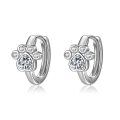 wholesale 925 Sterling Silver Paw Print Hoop Huggie Earrings with Cubic Zirconia for Women Girls  48x36mm-0-0