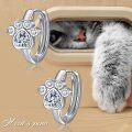 wholesale 925 Sterling Silver Paw Print Hoop Huggie Earrings with Cubic Zirconia for Women Girls  48x36mm-0-4