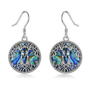 Sterling Silver Tree of Life Drop Earrings -0