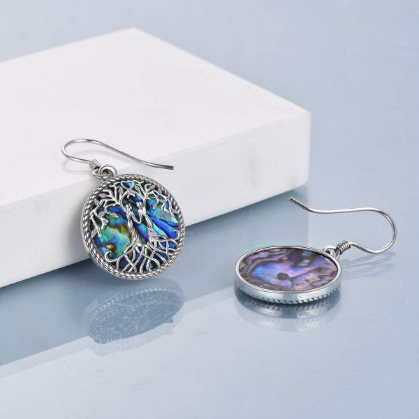 Sterling Silver Tree of Life Drop Earrings -2