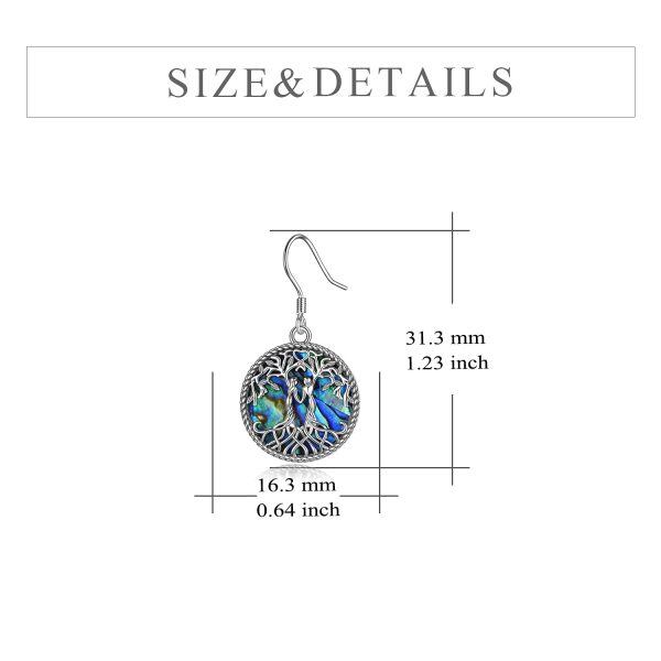 Sterling Silver Tree of Life Drop Earrings -4