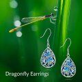 wholesale 925 Sterling Silver Teardrop Abalone Shell Dragonfly Tree of Life Dangle Earrings for Women-0-4