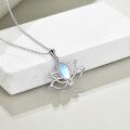 wholesale 925 Sterling Silver Rainbow Moonstone Lotus Flower Pendant Necklace for Women-0-1