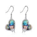 wholesale 925 Sterling Silver Heart-Shaped Abalone Shell with Pink Gold Plated Pig Charm Earrings for Women Gifts-0-0