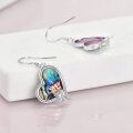 wholesale 925 Sterling Silver Heart-Shaped Abalone Shell with Pink Gold Plated Pig Charm Earrings for Women Gifts-0-2