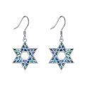 wholesale Sterling Silver Star of David Chai Earrings Jewish Jewelry for Women - Rhodium Plated-0-5
