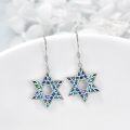 wholesale Sterling Silver Star of David Chai Earrings Jewish Jewelry for Women - Rhodium Plated-0-7