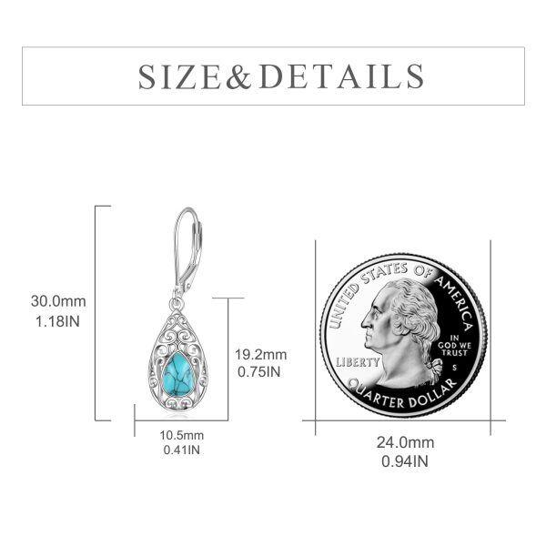 Sterling Silver Turquoise Teardrop Earrings -4