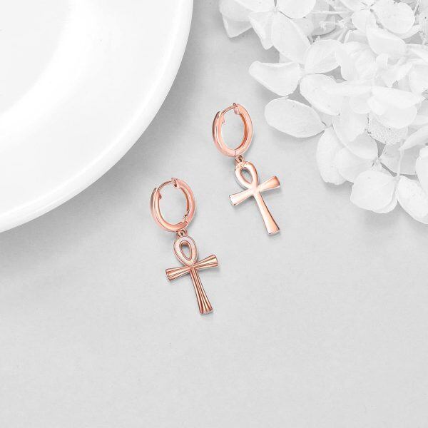 Sterling Silver Coptic Ankh Cross Earrings -3