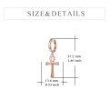 wholesale Rose Gold Plated 925 Sterling Silver Egyptian Ankh Cross Dangle Hoop Earrings for Women-0-4