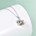wholesale 925 Sterling Silver Yellow Crystal Heart Sloth Pendant Necklace for Women and Men-0-1