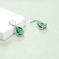 wholesale 925 Sterling Silver Green Crystal Teardrop Leaf Drop Dangle Earrings for Women-0-2