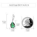 wholesale 925 Sterling Silver Green Crystal Teardrop Leaf Drop Dangle Earrings for Women-0-3