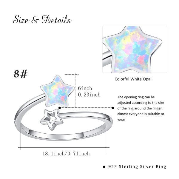 Sterling Silver Double Star Opal Open ring-1