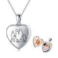 wholesale 925 Sterling Silver Heart Family Silhouette Photo Locket Pendant Necklace for Women-0-0