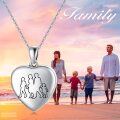 wholesale 925 Sterling Silver Heart Family Silhouette Photo Locket Pendant Necklace for Women-0-1